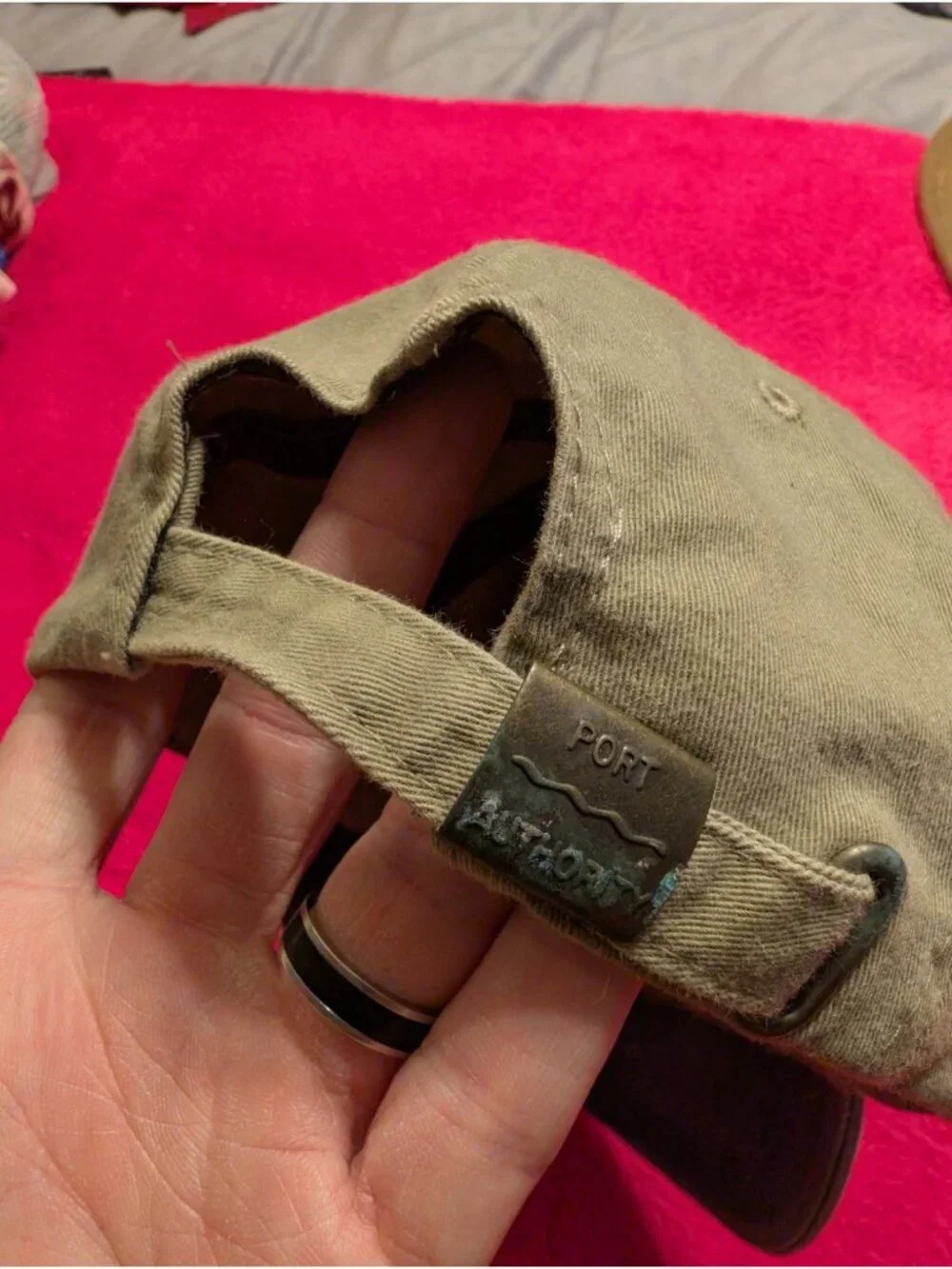 Vintage 90s DaimlerChrysler Hat Port Authority Khaki Blue Automotive Dad Cap